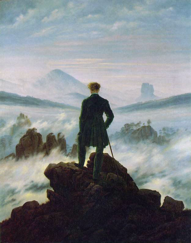 Quadro di Caspar David Friedrich Il viandante sul mare di nebbia